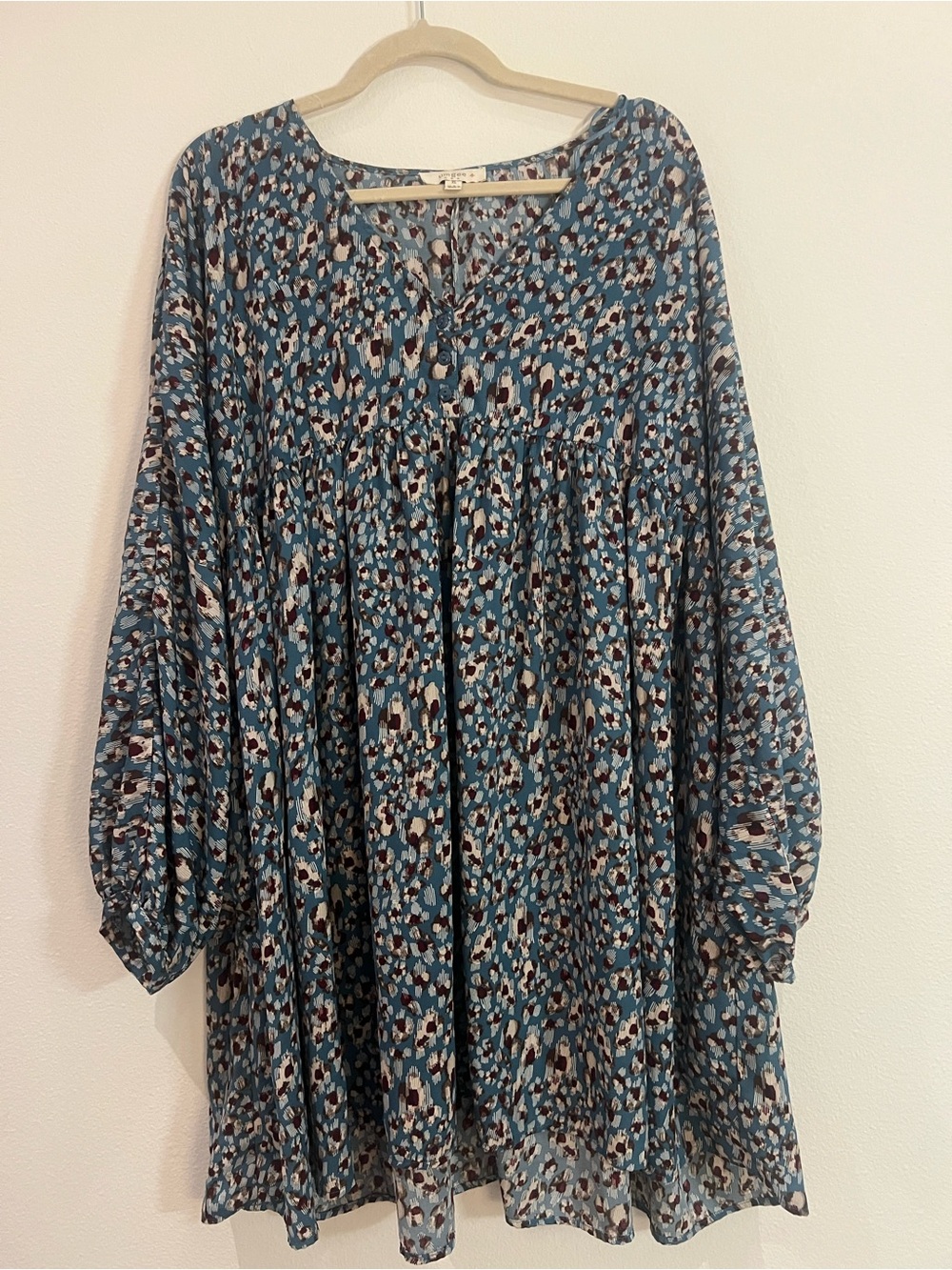Umgee Blue Print Peasant Tunic